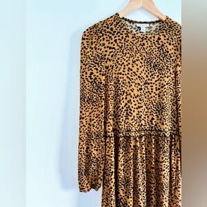 Topshop Leopard Print Smocked Midi Dress
